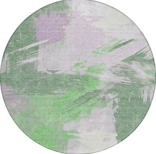 Piper Looms Chantille Modern ACN1711 Green Machine Washable Area Rug Round Main Image