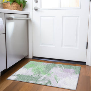 Piper Looms Chantille Modern ACN1711 Green Machine Washable Area Rug Scatter Lifestyle Image Feature