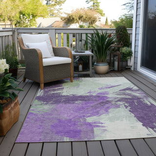 Piper Looms Chantille Modern ACN1711 Purple Machine Washable Area Rug Outdoor Lifestyle Image Feature
