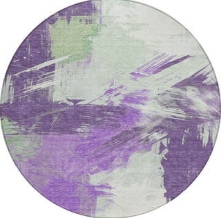 Piper Looms Chantille Modern ACN1711 Purple Machine Washable Area Rug Round Main Image