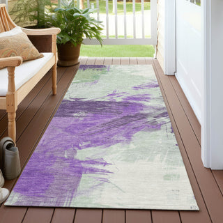 Piper Looms Chantille Modern ACN1711 Purple Machine Washable Area Rug Runner Outdoor Lifestyle Image Feature