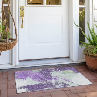 Piper Looms Chantille Modern ACN1711 Purple Machine Washable Area Rug Scatter Outdoor Lifestyle Image Feature