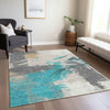 Piper Looms Chantille Modern ACN1711 Teal Machine Washable Area Rug Lifestyle Image Feature