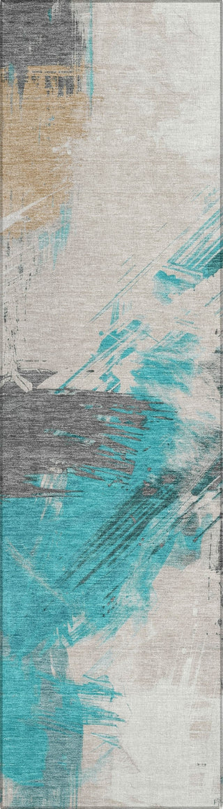 Piper Looms Chantille Modern ACN1711 Teal Machine Washable Area Rug Runner Main Image