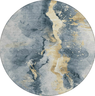Piper Looms Chantille Abstract ACN1712 Graphite Machine Washable Area Rug Round Main Image