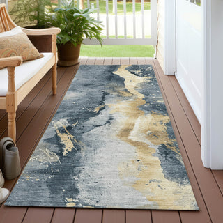 Piper Looms Chantille Abstract ACN1712 Graphite Machine Washable Area Rug Runner Outdoor Lifestyle Image Feature