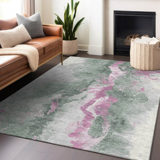 Piper Looms Chantille Abstract ACN1712 Sage Machine Washable Area Rug Lifestyle Image Feature