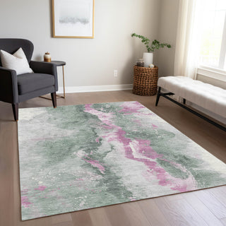 Piper Looms Chantille Abstract ACN1712 Sage Machine Washable Area Rug Lifestyle Image Feature