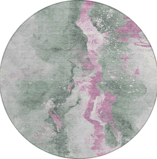 Piper Looms Chantille Abstract ACN1712 Sage Machine Washable Area Rug Round Main Image