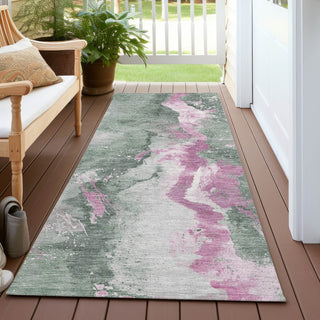Piper Looms Chantille Abstract ACN1712 Sage Machine Washable Area Rug Runner Outdoor Lifestyle Image Feature