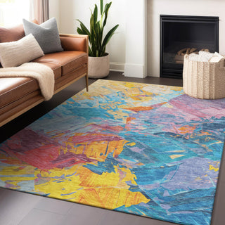 Piper Looms Chantille Abstract ACN1713 Blue Machine Washable Area Rug Lifestyle Image Feature
