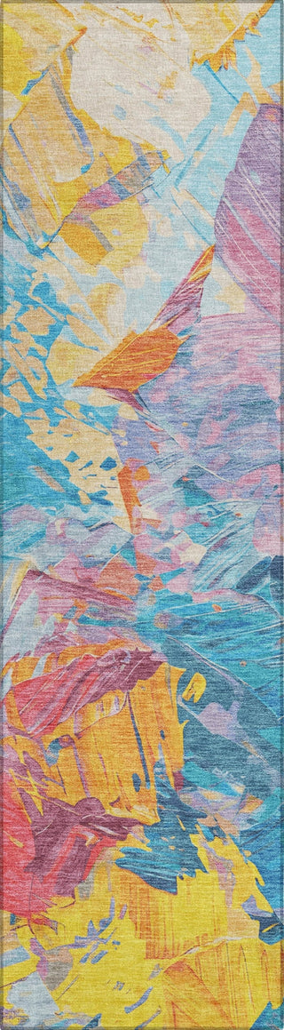 Piper Looms Chantille Abstract ACN1713 Blue Machine Washable Area Rug Runner Main Image