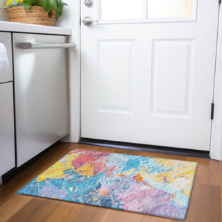 Piper Looms Chantille Abstract ACN1713 Blue Machine Washable Area Rug Scatter Lifestyle Image Feature