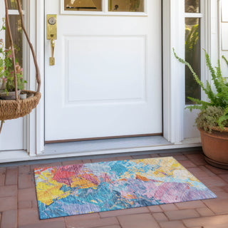 Piper Looms Chantille Abstract ACN1713 Blue Machine Washable Area Rug Scatter Outdoor Lifestyle Image Feature