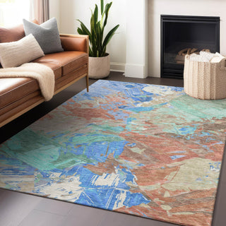 Piper Looms Chantille Abstract ACN1713 Coral Machine Washable Area Rug Lifestyle Image Feature