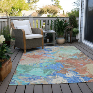 Piper Looms Chantille Abstract ACN1713 Coral Machine Washable Area Rug Outdoor Lifestyle Image Feature