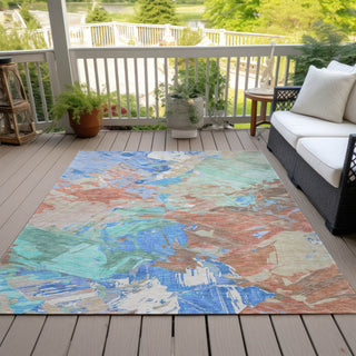 Piper Looms Chantille Abstract ACN1713 Coral Machine Washable Area Rug Outdoor Lifestyle Image Feature