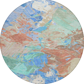 Piper Looms Chantille Abstract ACN1713 Coral Machine Washable Area Rug Round Main Image