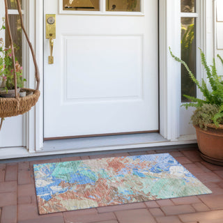 Piper Looms Chantille Abstract ACN1713 Coral Machine Washable Area Rug Scatter Outdoor Lifestyle Image Feature