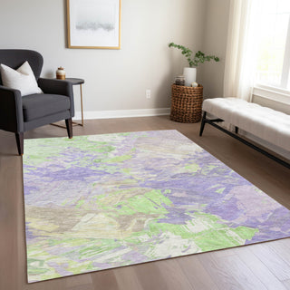 Piper Looms Chantille Abstract ACN1713 Lavender Machine Washable Area Rug Lifestyle Image Feature