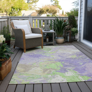 Piper Looms Chantille Abstract ACN1713 Lavender Machine Washable Area Rug Outdoor Lifestyle Image Feature
