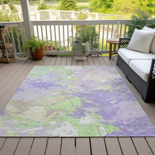 Piper Looms Chantille Abstract ACN1713 Lavender Machine Washable Area Rug Outdoor Lifestyle Image Feature