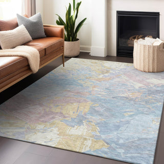 Piper Looms Chantille Abstract ACN1713 Sky Machine Washable Area Rug Lifestyle Image Feature