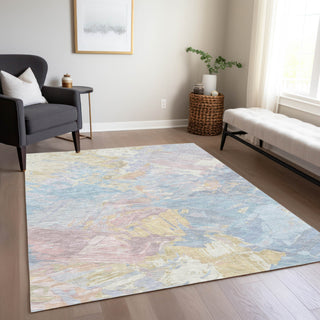 Piper Looms Chantille Abstract ACN1713 Sky Machine Washable Area Rug Lifestyle Image Feature
