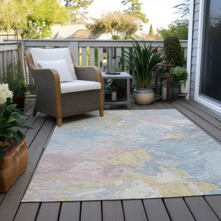 Piper Looms Chantille Abstract ACN1713 Sky Machine Washable Area Rug Outdoor Lifestyle Image Feature