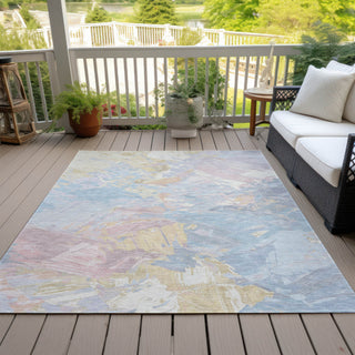 Piper Looms Chantille Abstract ACN1713 Sky Machine Washable Area Rug Outdoor Lifestyle Image Feature
