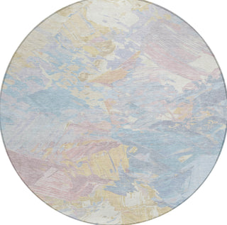 Piper Looms Chantille Abstract ACN1713 Sky Machine Washable Area Rug Round Main Image