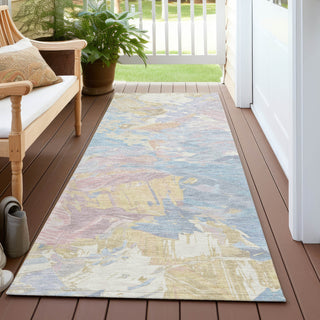 Piper Looms Chantille Abstract ACN1713 Sky Machine Washable Area Rug Runner Outdoor Lifestyle Image Feature