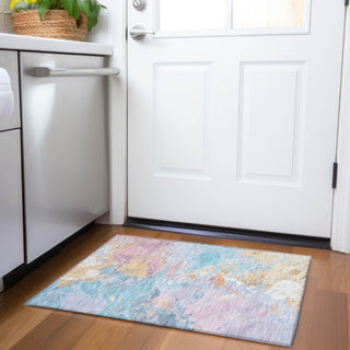 Piper Looms Chantille Abstract ACN1713 Teal Machine Washable Area Rug Scatter Lifestyle Image Feature