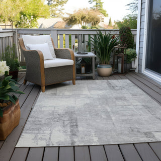 Piper Looms Chantille Geometric ACN1714 Gray Machine Washable Area Rug Outdoor Lifestyle Image Feature