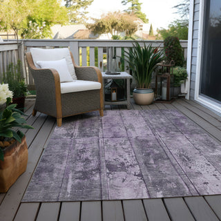 Piper Looms Chantille Stripes ACN1715 Purple Machine Washable Area Rug Outdoor Lifestyle Image Feature