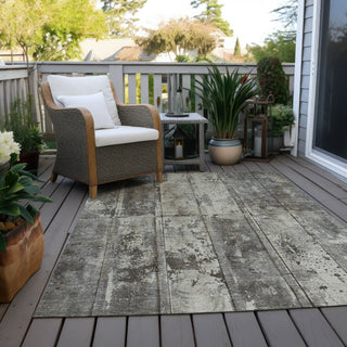 Piper Looms Chantille Stripes ACN1715 Taupe Machine Washable Area Rug Outdoor Lifestyle Image Feature