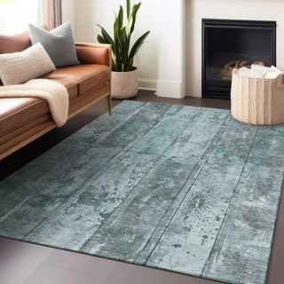 Piper Looms Chantille Stripes ACN1715 Teal Machine Washable Area Rug Lifestyle Image Feature