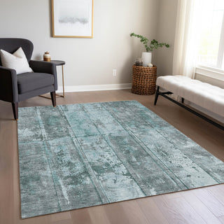 Piper Looms Chantille Stripes ACN1715 Teal Machine Washable Area Rug Lifestyle Image Feature