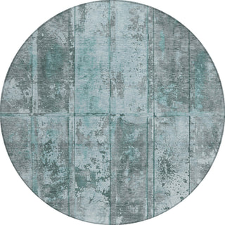 Piper Looms Chantille Stripes ACN1715 Teal Machine Washable Area Rug Round Main Image