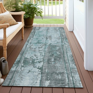 Piper Looms Chantille Stripes ACN1715 Teal Machine Washable Area Rug Runner Outdoor Lifestyle Image Feature