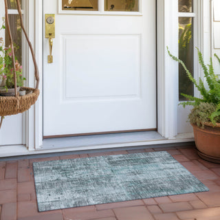 Piper Looms Chantille Stripes ACN1715 Teal Machine Washable Area Rug Scatter Outdoor Lifestyle Image Feature