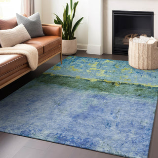 Piper Looms Chantille Abstract ACN1716 Blue Machine Washable Area Rug Lifestyle Image Feature