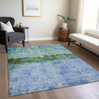 Piper Looms Chantille Abstract ACN1716 Blue Machine Washable Area Rug Lifestyle Image Feature
