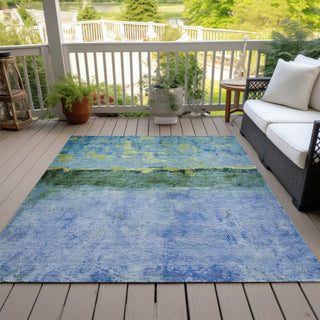 Piper Looms Chantille Abstract ACN1716 Blue Machine Washable Area Rug Outdoor Lifestyle Image Feature