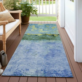 Piper Looms Chantille Abstract ACN1716 Blue Machine Washable Area Rug Runner Outdoor Lifestyle Image Feature
