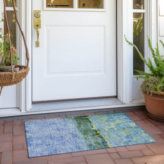 Piper Looms Chantille Abstract ACN1716 Blue Machine Washable Area Rug Scatter Outdoor Lifestyle Image Feature