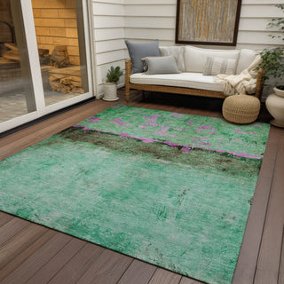 Piper Looms Chantille Abstract ACN1716 Green Machine Washable Area Rug Outdoor Lifestyle Image Feature
