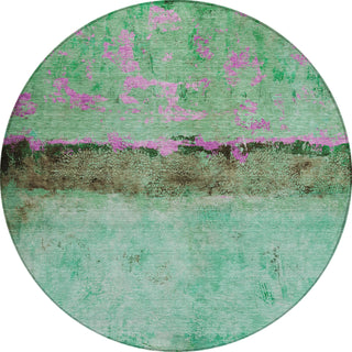 Piper Looms Chantille Abstract ACN1716 Green Machine Washable Area Rug Round Main Image