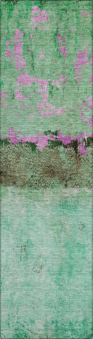 Piper Looms Chantille Abstract ACN1716 Green Machine Washable Area Rug Runner Main Image
