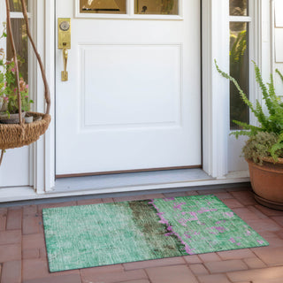 Piper Looms Chantille Abstract ACN1716 Green Machine Washable Area Rug Scatter Outdoor Lifestyle Image Feature